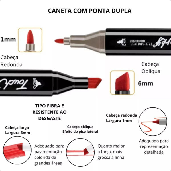 Conjunto De Canetas Marcador Permanente Ponta Dupla 120 Cores