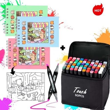 Kit Livro Capa Dura + 60 Canetas Touch
