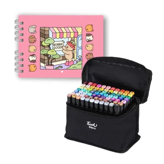 Kit Livro Capa Dura + 80 Canetas Touch